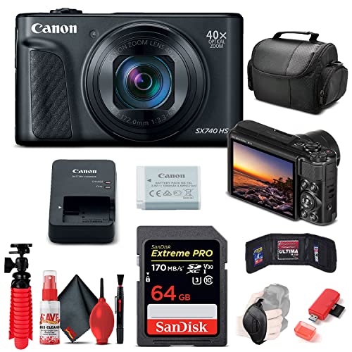 Canon PowerShot SX740 HS Digital Camera (Black) | 40x Zoom, 4K UHD Video