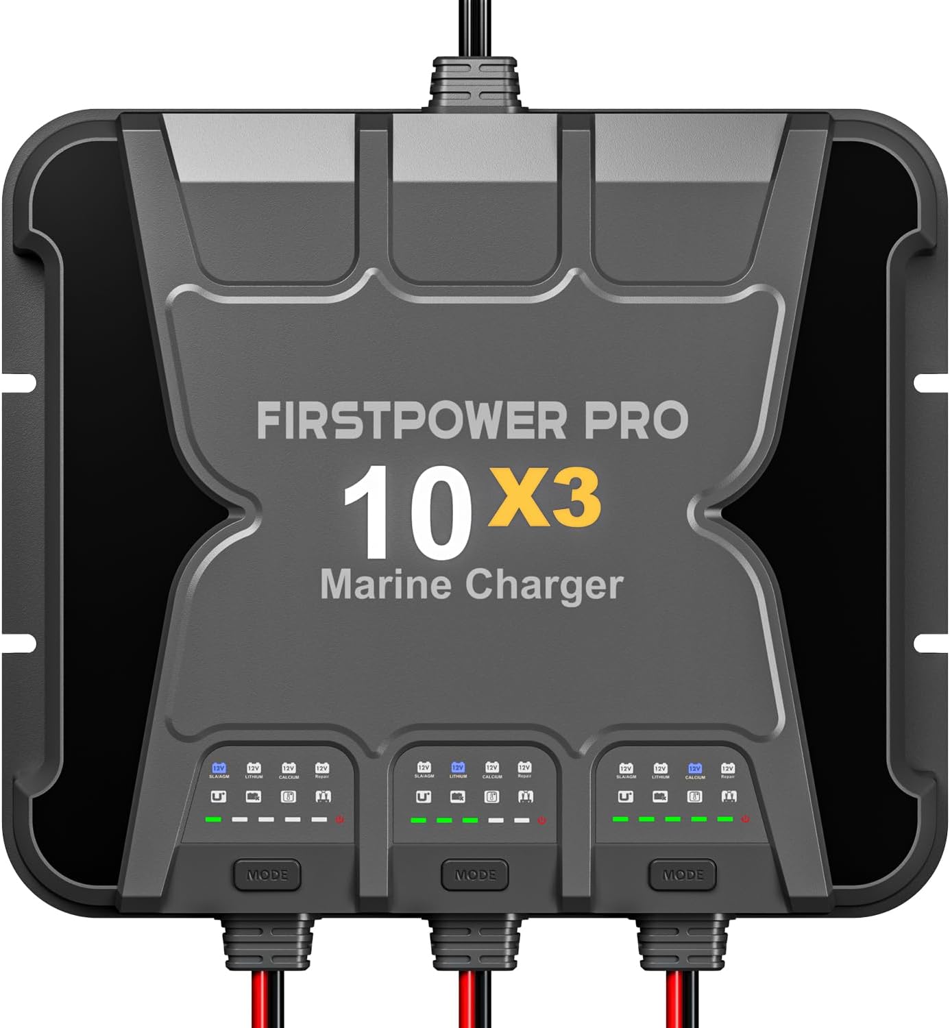 3 Bank Marine Battery Charger 10X3, 30A (10A/Bank) - 12V Waterproof Onboard Battery Charger, Battery Maintainer & Desulfator for SLA/AGM