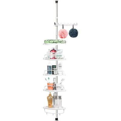 Shower Caddy, Constant Tension Corner Shower Caddy, 5 Tier Positionable Shelves, Rustproof, Strong and Sturdy, Height Adjustable