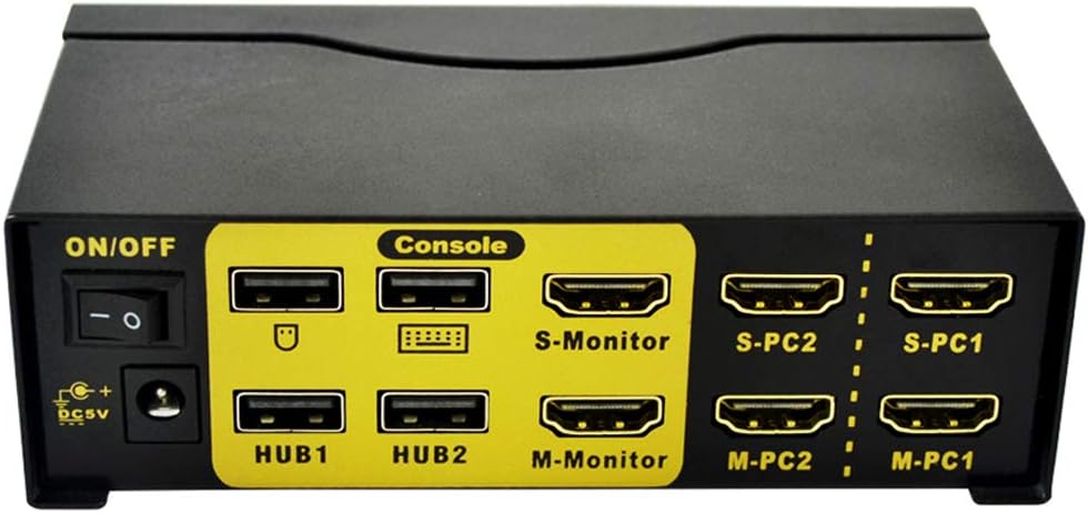 Kvm Switch Dual Monitor HDMI 2 Port,USB Kvm Switch with USB 2.0 Hub,4k@30Hz,for 2 Computers Share Dual Video Screen and Keyboard Mouse
