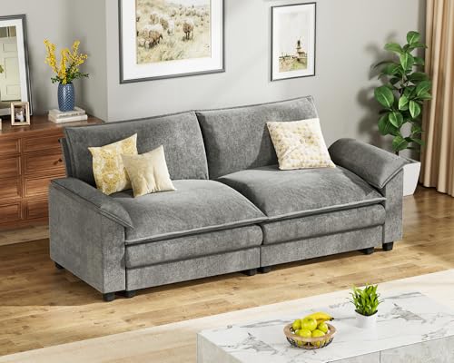 Homall 119" Modular Sectional Sofa, L Shaped Sofa Couch with Reversible Ottoman, DIY Combination Chenille Deep 3-Seat Cloud Couch for Living Room
