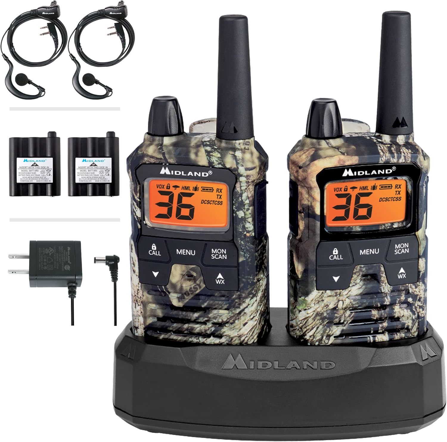 Midland T295VP4 X-TALKER GMRS Long Range Walkie Talkie - Two Way Radio with NOAA Weather Scan + Alert, and 121 Privacy Codes (Camo, 2 Radios)