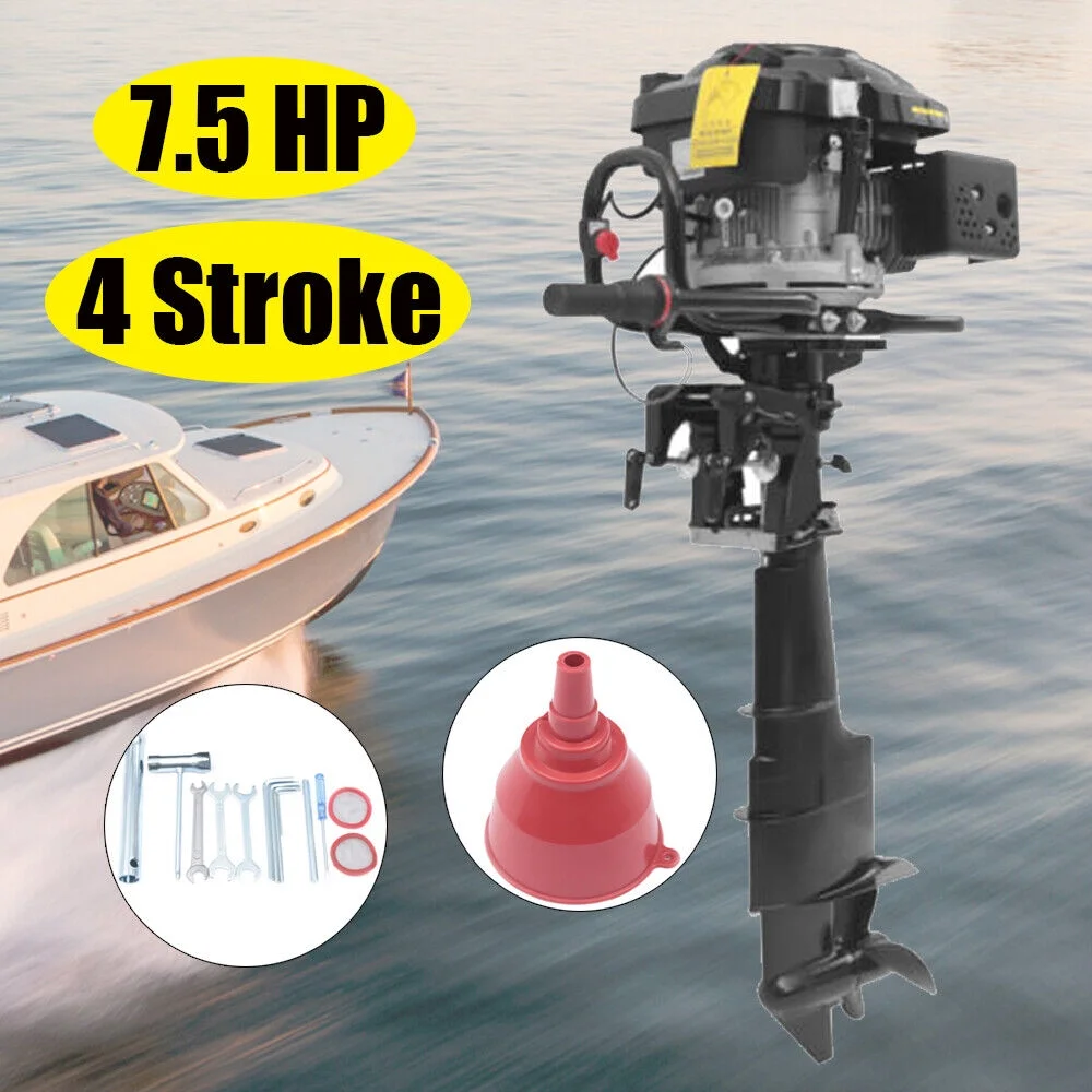 Miumaeov 4 Stroke 7.5HP Heavy Duty Outboard Motor 196CC Trolling Boat Engine Motor G-a-s-o-l-i-n-e Outboard Motor for Fishing Aquaculture Outdoor