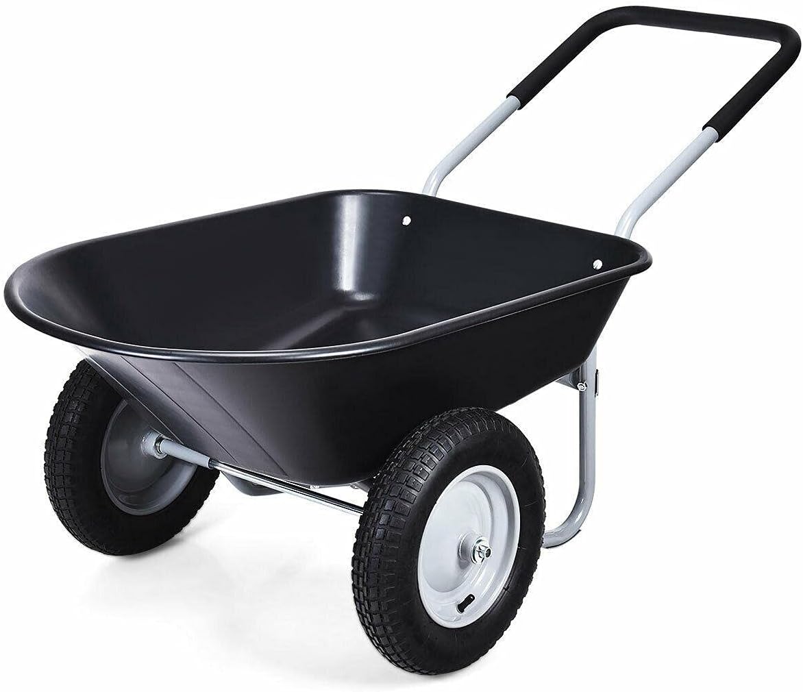 2 Tire Wheelbarrow Garden Cart Heavy-Duty Cart Black2 Tire Wheelbarrow Garden Cart Heavy-Duty Cart Black Fabr Garden Patio accessorie Yard cart Fabr
