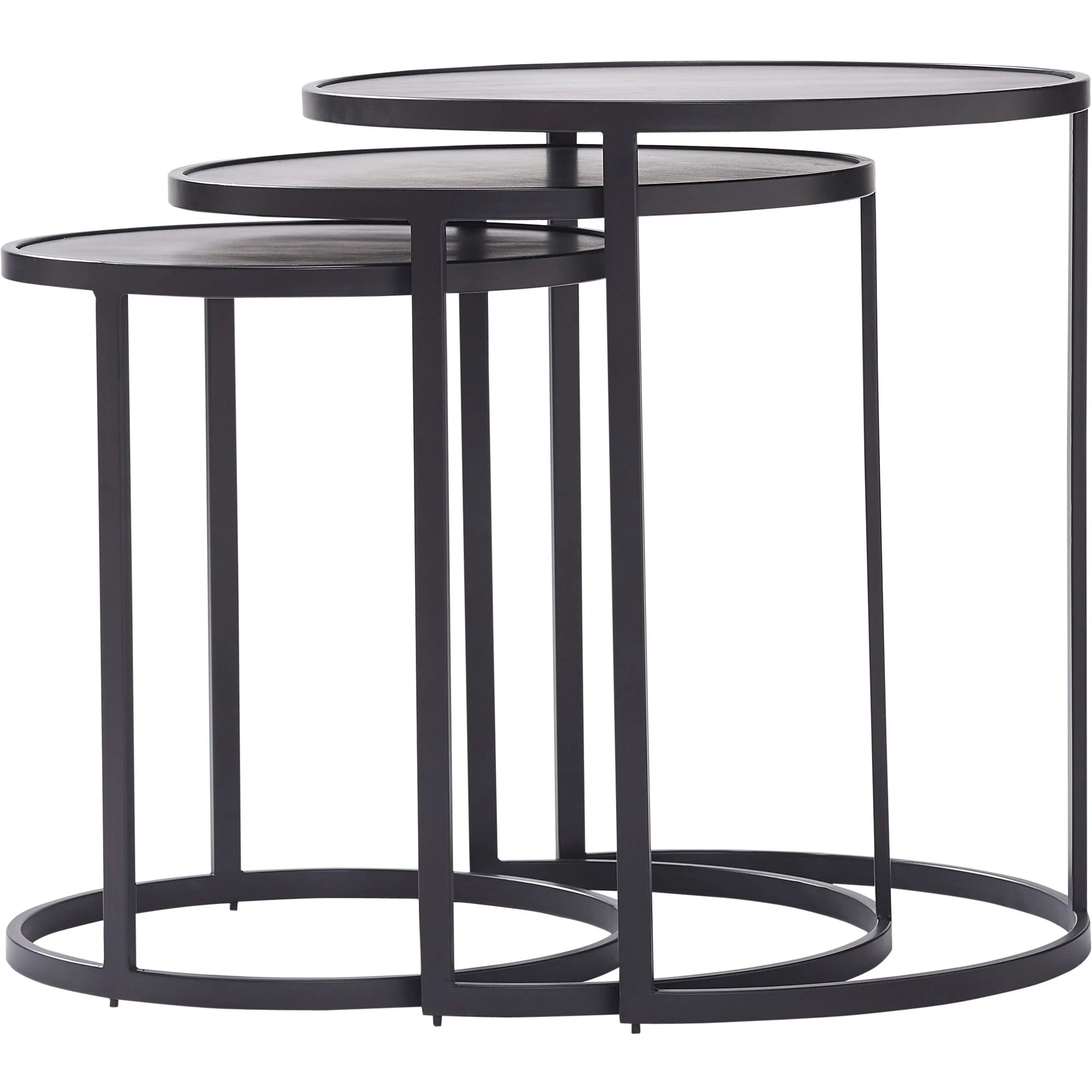 Signature Home Collection Set of 3 Black Stacking Round Nested Tables 22"