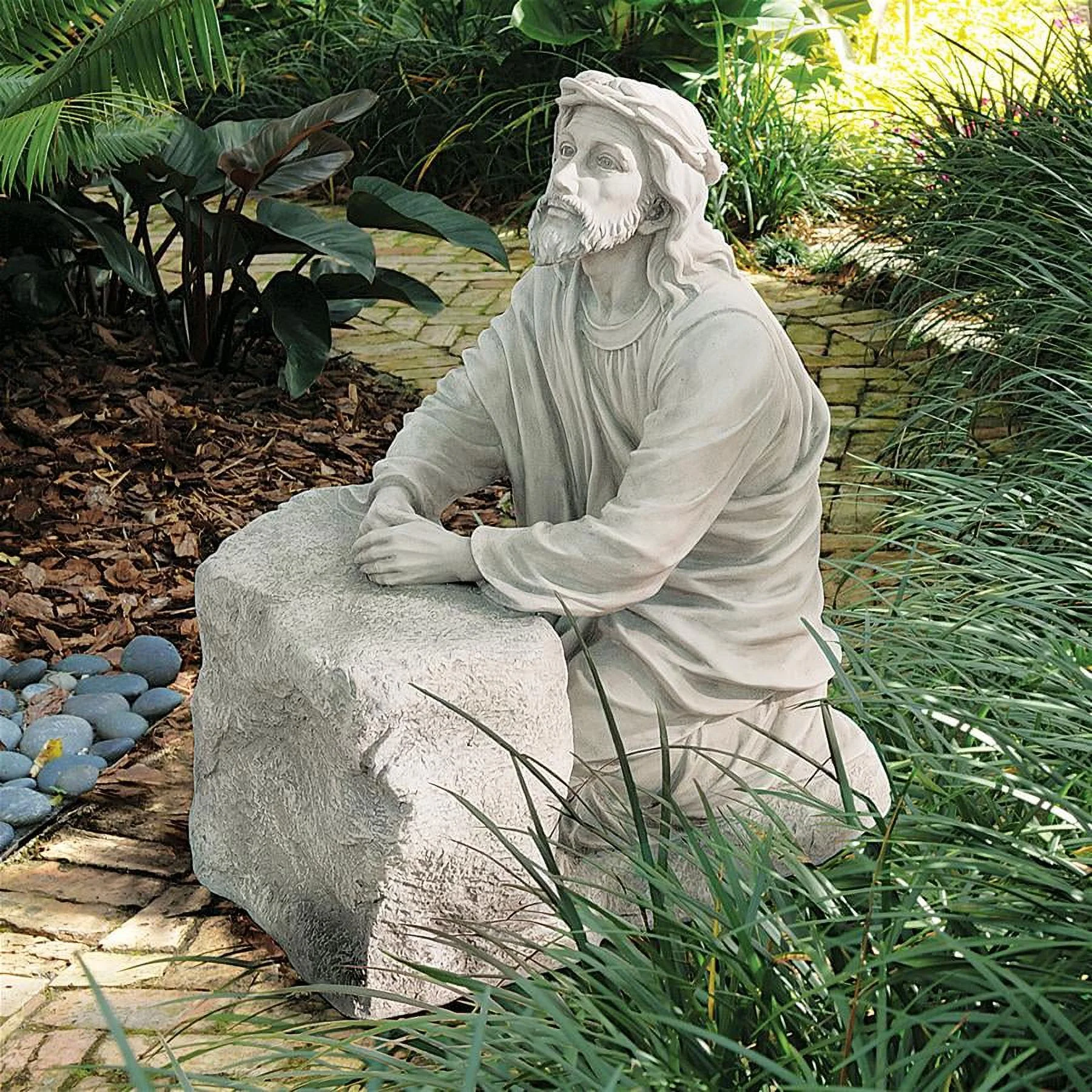 Design Toscano Jesus in the Garden of Gethsemane Religious Garden Statue, 23 Inch, Polyresin, Antique Stone - Radiant Selections