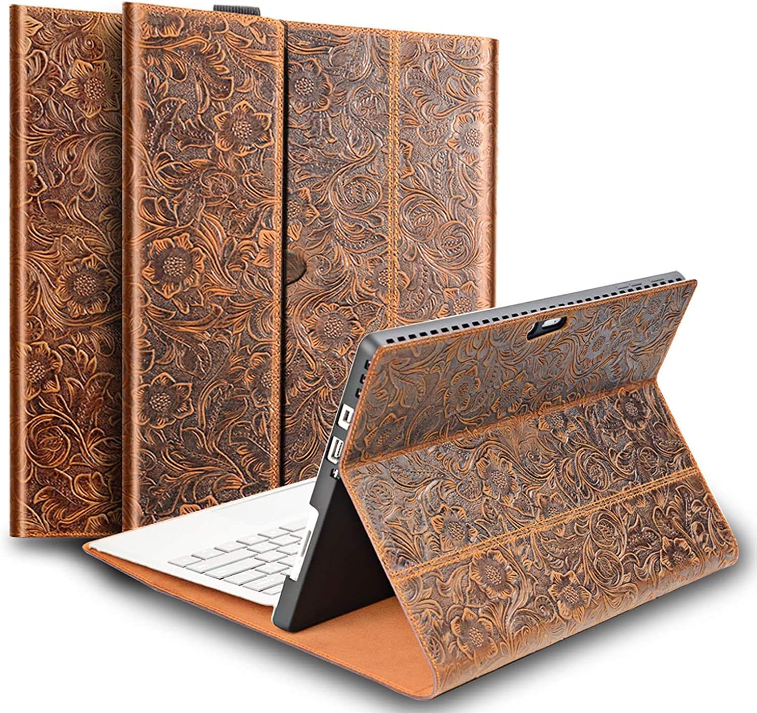 Gexmil Leather Case for Surface Pro 7(2019)/Pro 6(2018)/Pro 5(2017)/Pro 4(2015) 12.3inch Tablet,Fits Keyboard and Kickstand,Genuine Leather Cover