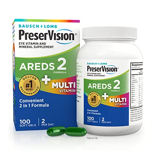 PreserVision AREDS 2 + Multivitamin 2-in-1 Eye Contains Vitamin C D E & Zinc Softgels Packaging May Vary, 100 Count - Kansas Nuitrition - HNZSDS