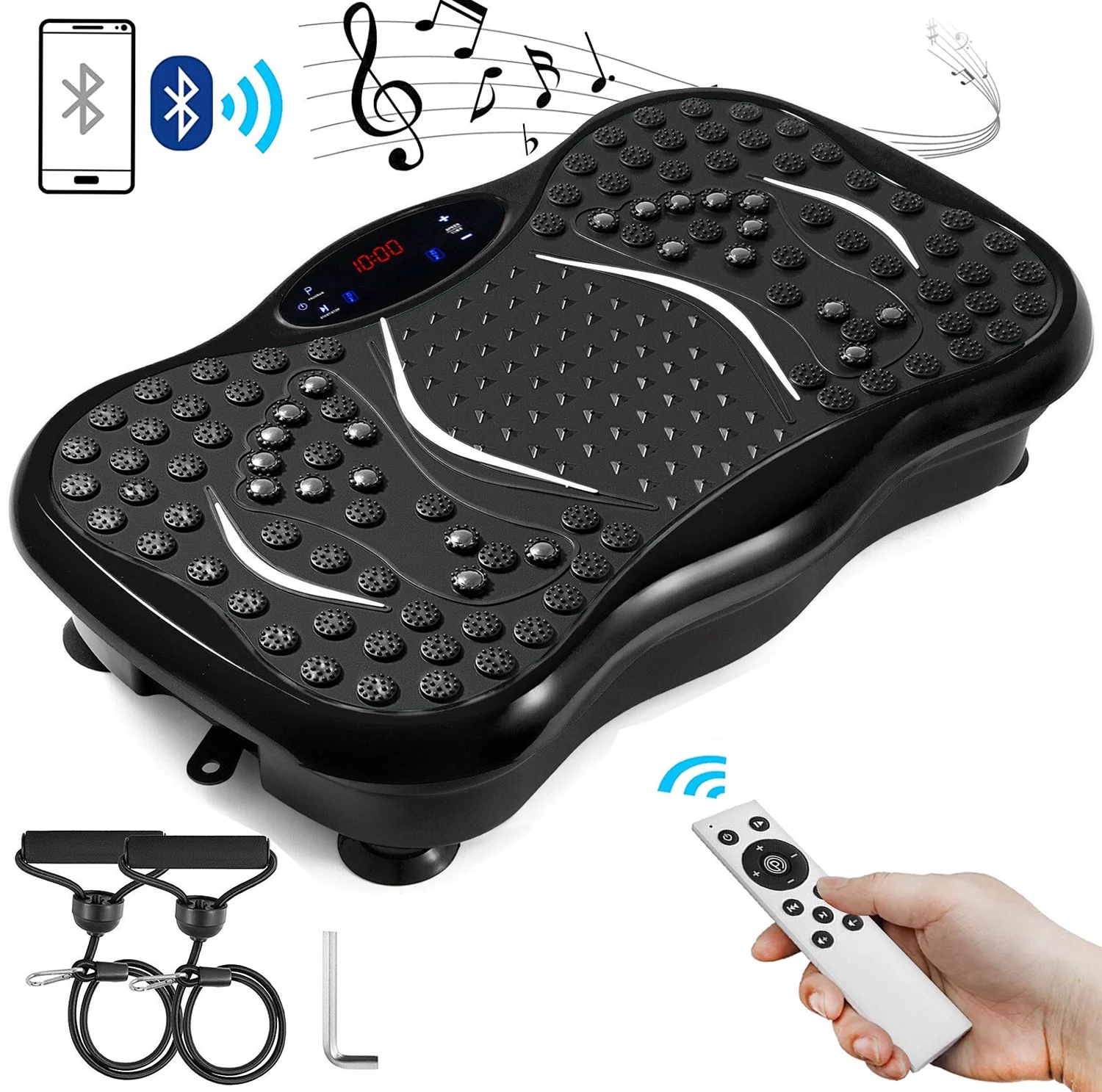 VEVOR Vibration Platform, Full Body Exercise Vibration Plate, Vibration Machine 350lbs LCD 3 Levels Massage Remote Bluetooth USB Music