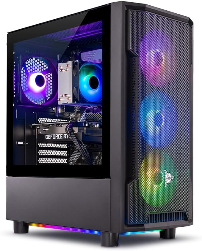 Skytech Gaming Shadow Gaming PC, Intel i7 12700F 2.1 GHz, RTX 4060, 1TB NVME, 16GB DDR4 RAM 3200, 600W Gold PSU Wi-Fi, Win 11 Home