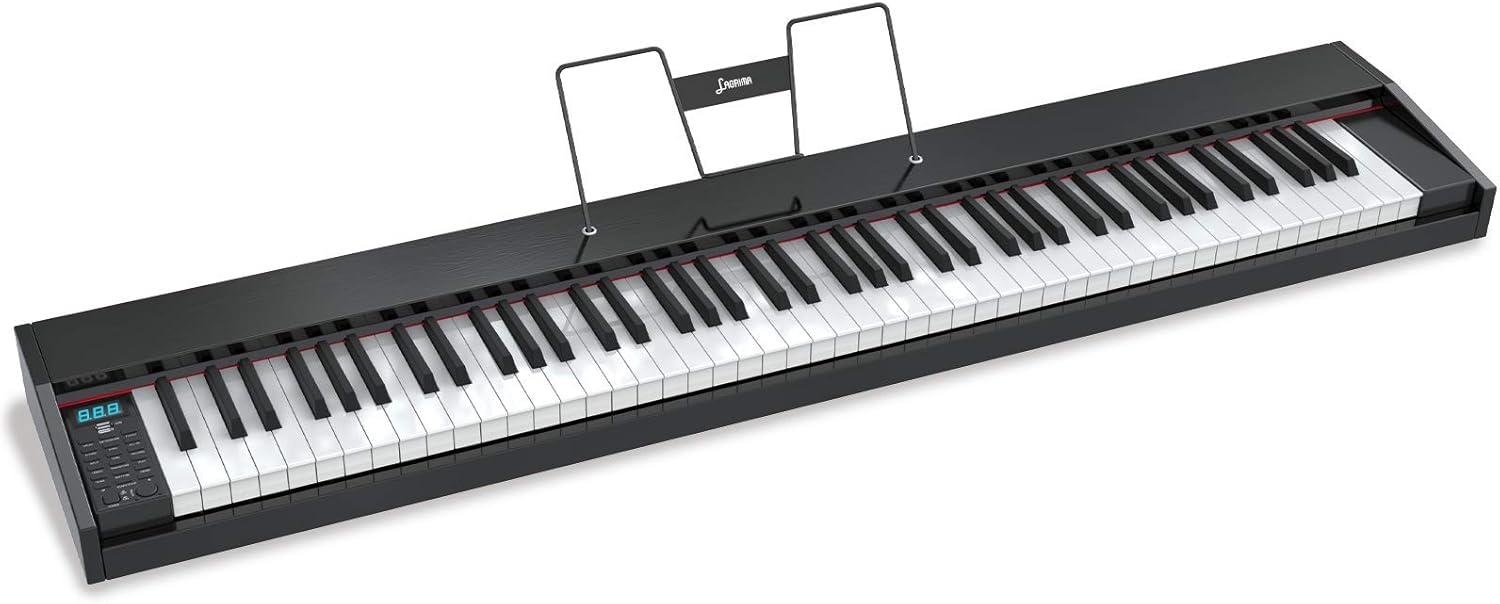 LAGRIMA LAG-600 Full Size Key Portable Digital Piano, 88 Key Electric Keyboard Piano with Bluetooth, Sustain Pedal, Power Supply