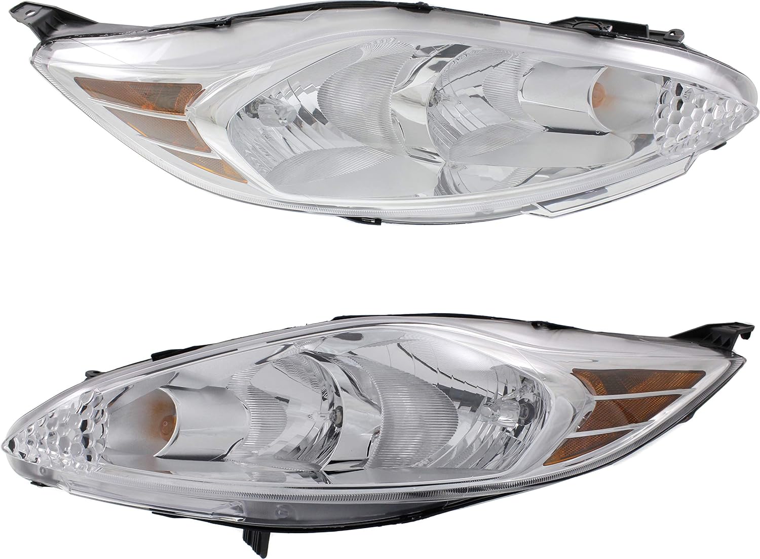 Evan-Fischer Headlight Set of 2 Compatible with 2011-2013 Ford Fiesta Clear Lens Halogen Composite With bulbs CAPA Driver and Passenger Side