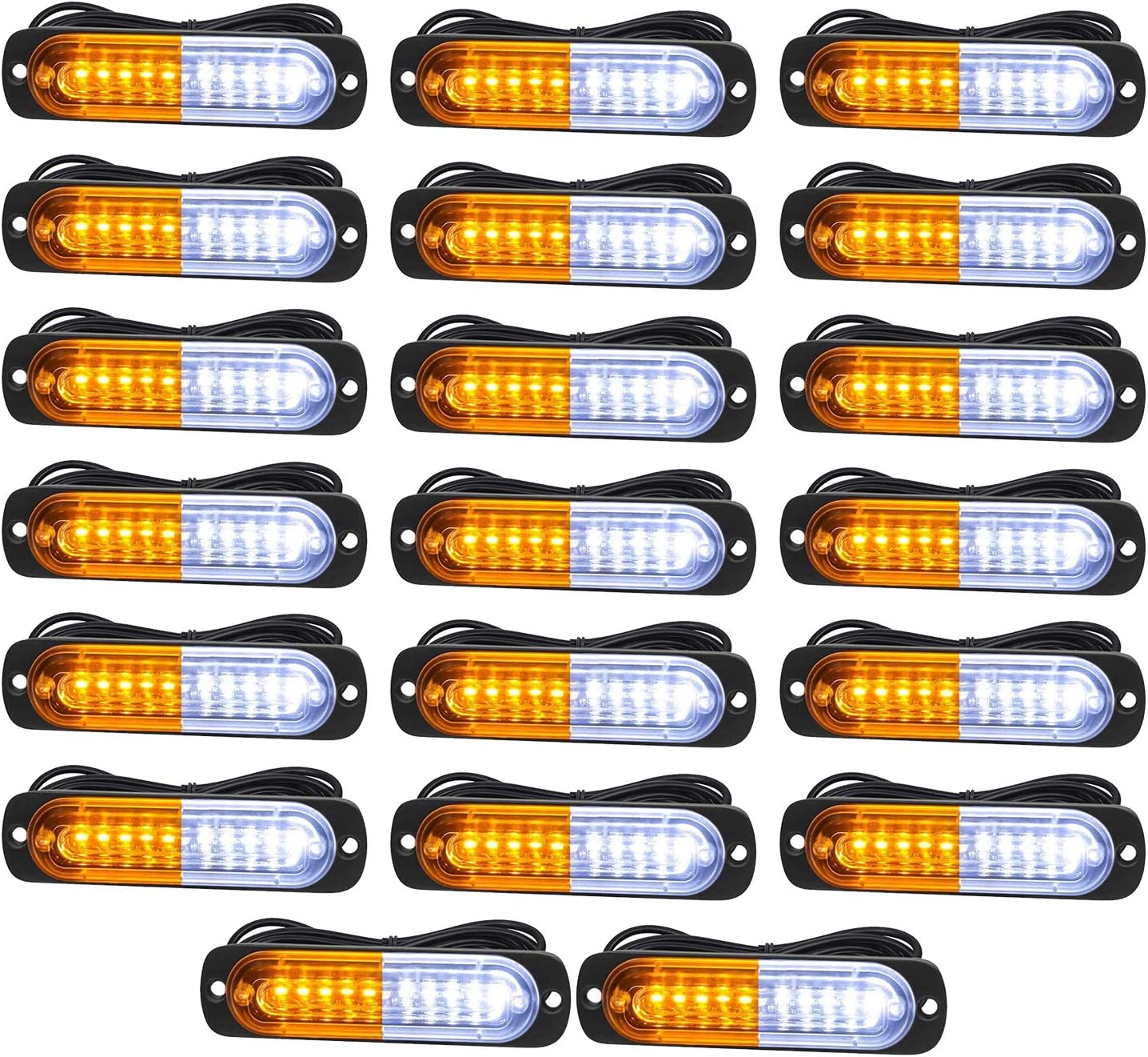 Emergency Strobe Lights, Universal Surface Mount Amber/White Emergency Warning Hazard Flashing Strobe Light Bar for Off Road Vehicle, ATVs