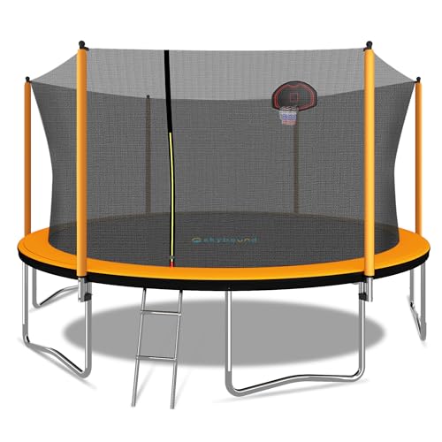 SkyBound Trampoline with Safety Enclosure Net - 10ft 12ft 14ft 15ft 16ft Large Outdoor Backyard ASTM Approved Trampolines for Kids & Adults