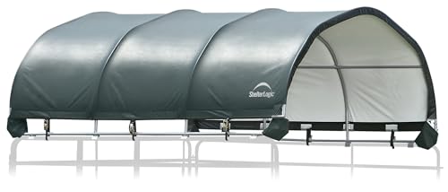 ShelterLogic 12' x 12' Corral Shelter and Livestock Shade Waterproof and UV Treated Universal Cover for Horses, Goats