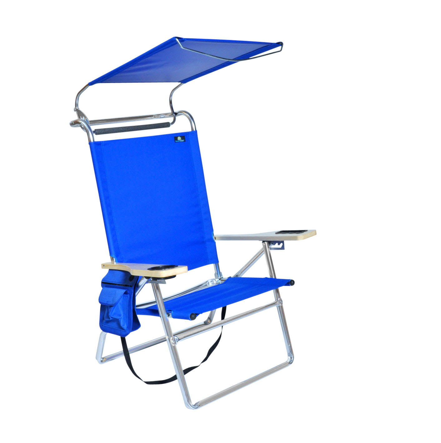 Deluxe 4 Reclining Positions Lightweight High Aluminum Beach Chair with Canopy Shade, Drink Holder, Storage Pouch 920