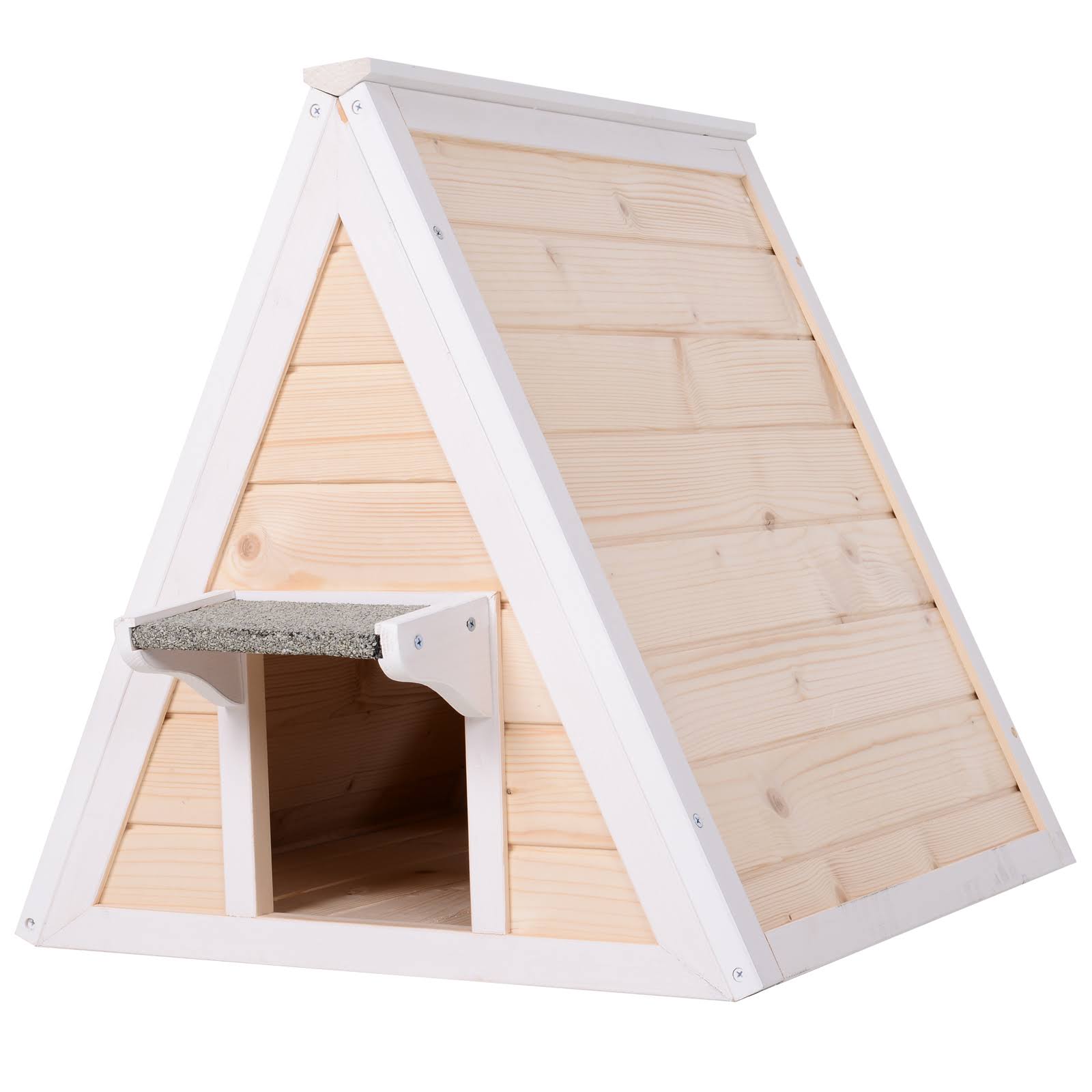 Pawhut 21x22 Solid Wood Cat Condo Natural Water Proof Outdoor Pet Shelter Small House - Natural