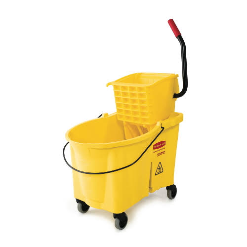 Rubbermaid Commercial Products RCP 6186-88 Yel 44 Quart WaveBrake Sidepress Bucket u0026 Wringer - Yellow