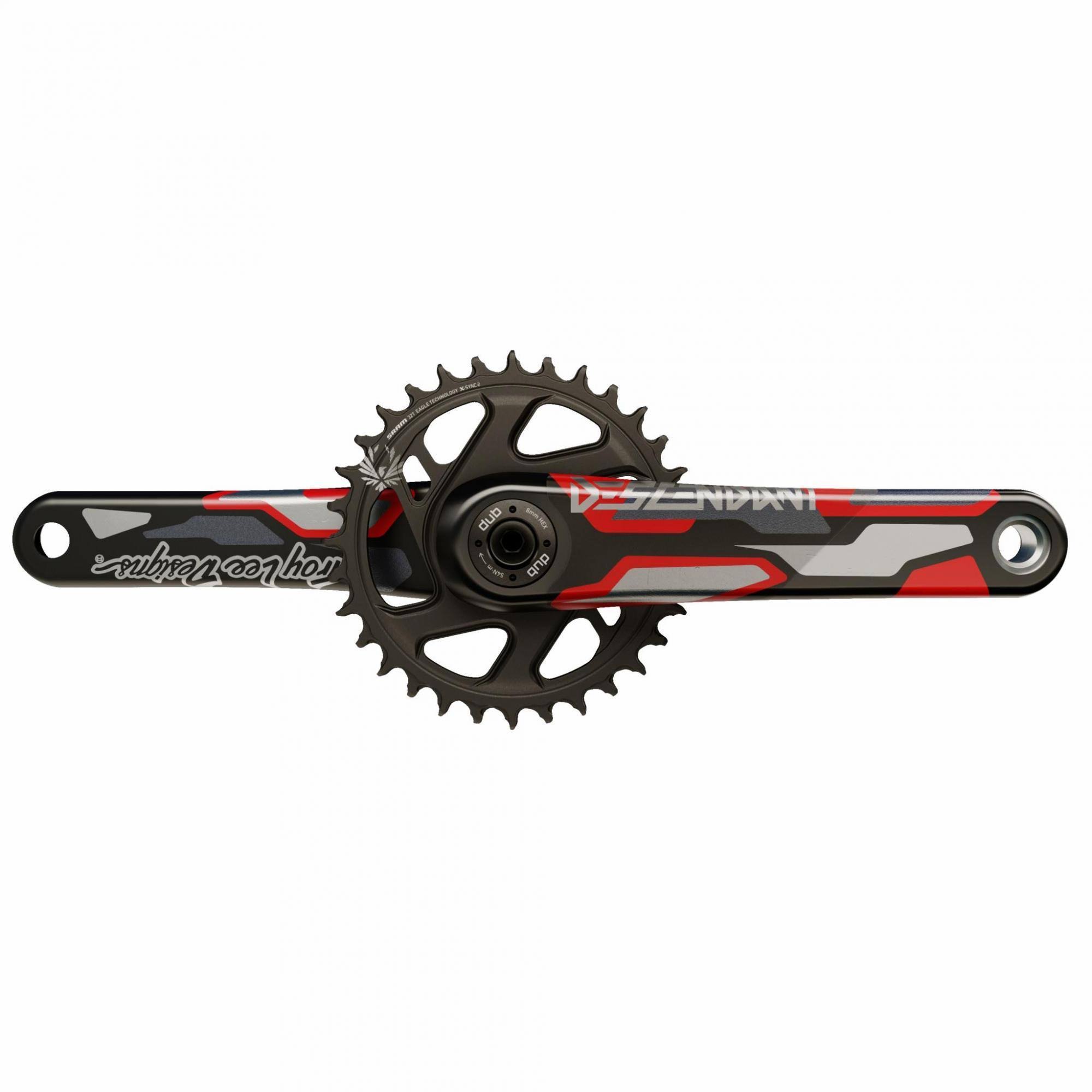 TruVativ Descendant Troy Lee Designs Colab Carbon Crankset - 175mm, 12-Speed, 32t, Direct Mount, Dub Spindle Interface, Red