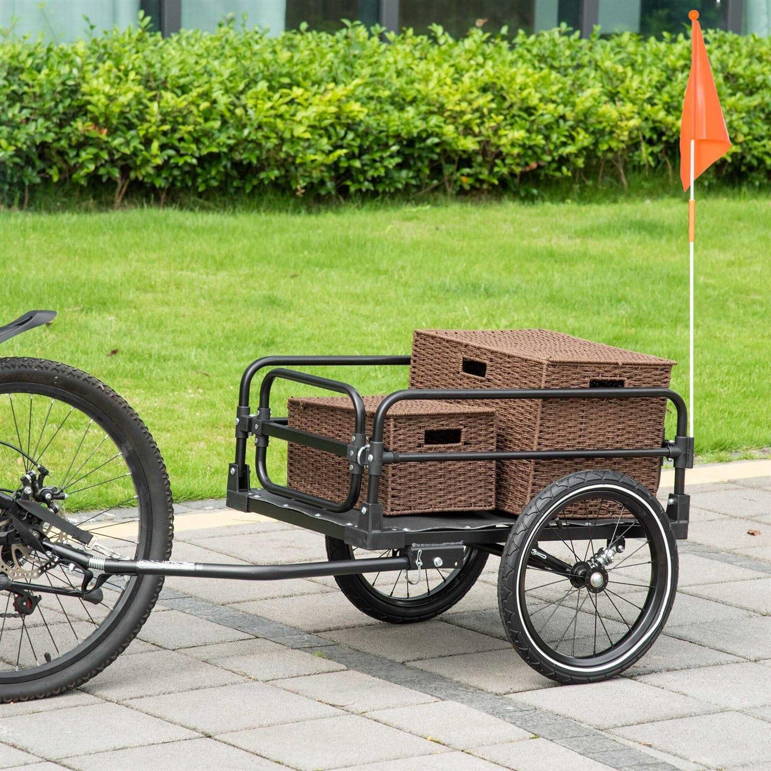 Aosom Bike Cargo Trailer Bike Wagon Bicycle Trailer with Suspension - Sports Supplies Online Store