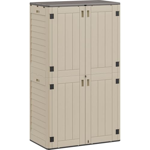 YITAHOME 60 cuft Vertical Outdoor Storage Shed w/o Shelf, Large Waterproof Storage Cabinet for Garden Shed, Tall Outdoor Storage Shed for Garage