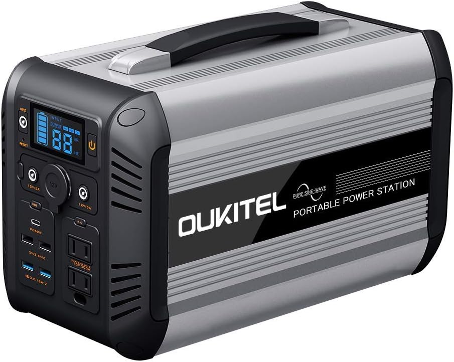 OUKITEL Portable Power Station CN505, 500W(Peak 1000W) 614Wh, LiFePO4 Power Station with 110V AC Outlets, Solar Generator for Camping Home RV Travel