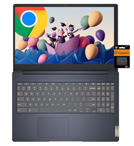 Lenovo IdeaPad 3i Chromebook (15.6" FHD, Intel Celeron N4500, 8GB RAM, 128GB Storage (64GB eMMC + 64GB IST SD Card)), Home and Student Laptop, Webcam