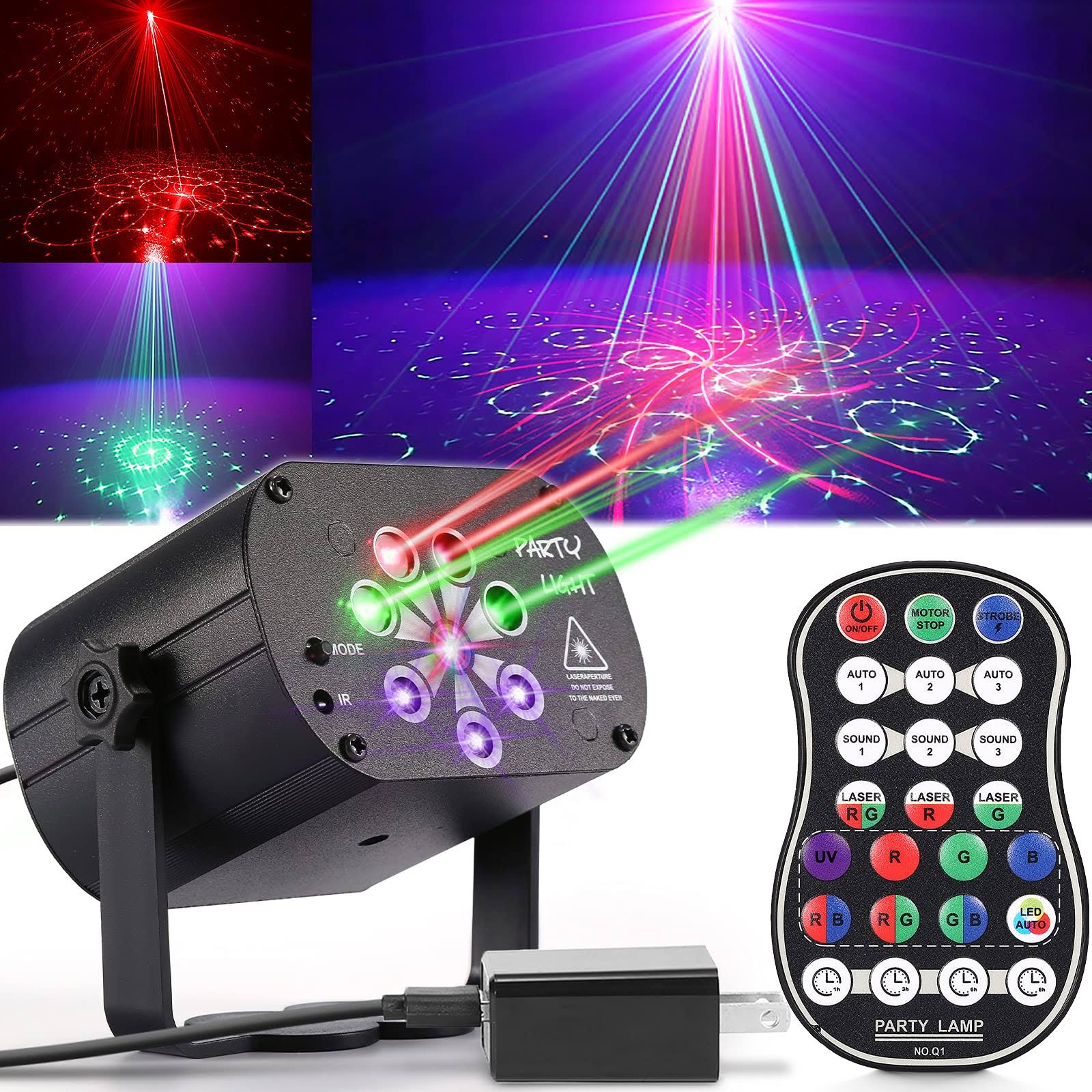 Disco Lights Party Lights, caivimvn DJ Lighting Projector Sound Activated Strobe Light with Remote Control for Parties Home Show