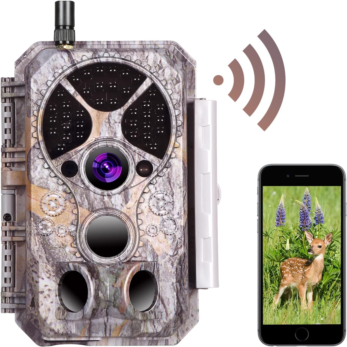 Wireless WiFi Game Trail Camera & Wildlife Deer Hunting Security Camera 32MP Picture 1296P Video Motion Activated Night Vision 100ft Black Flash
