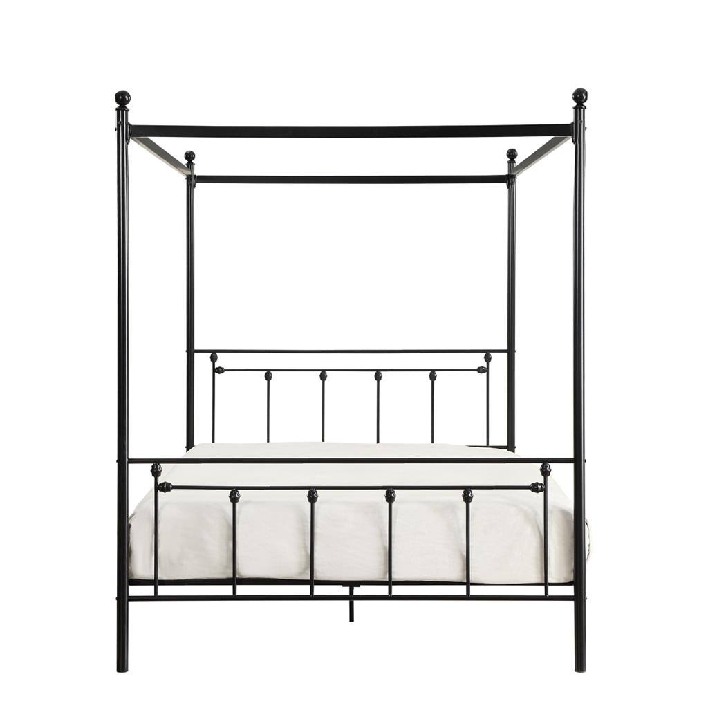 Canopy Metal Platform Bed Queen Size with Black Metal Frame