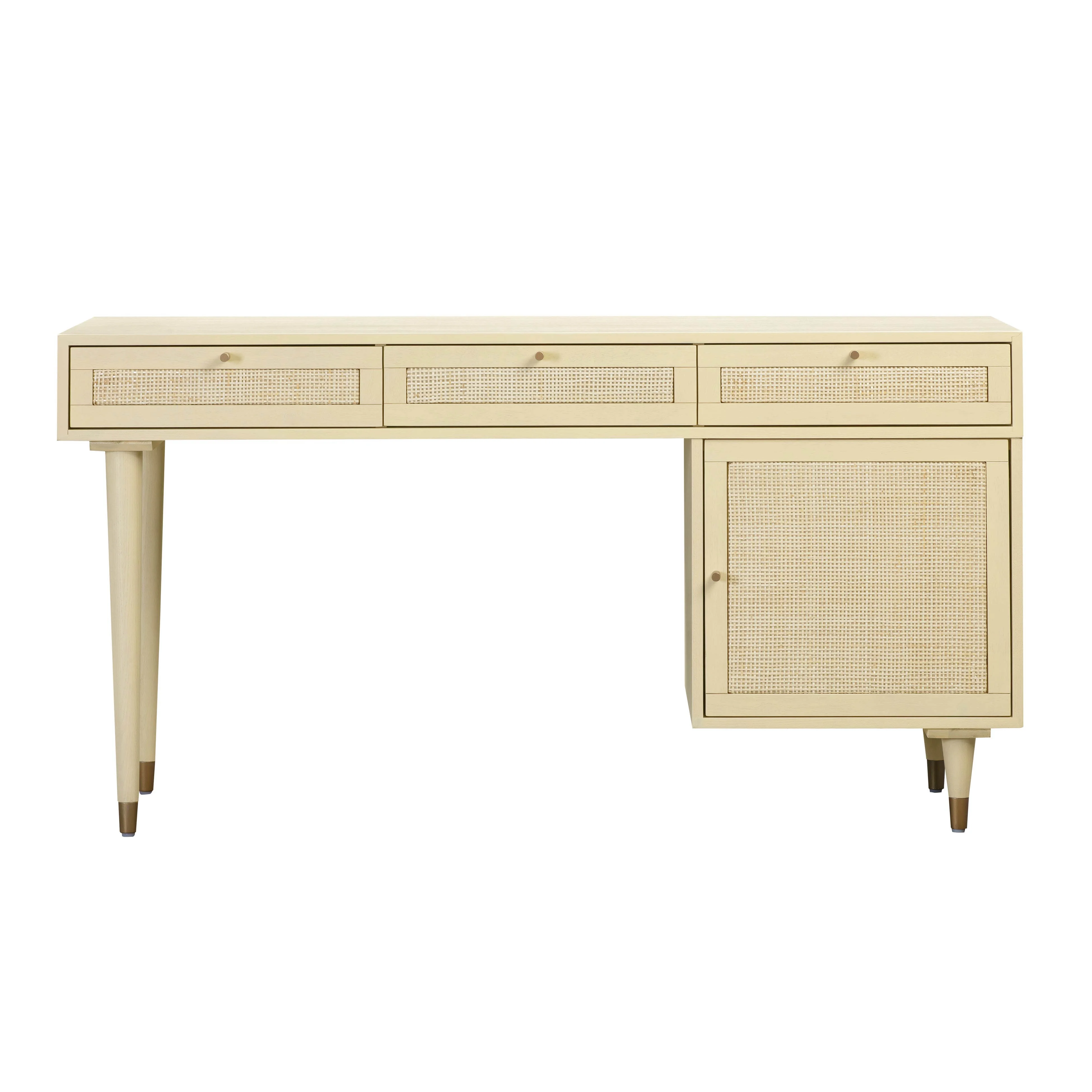 TOV Furniture Sierra Buttermilk 3-Drawer with Cabinet Wooden Desk