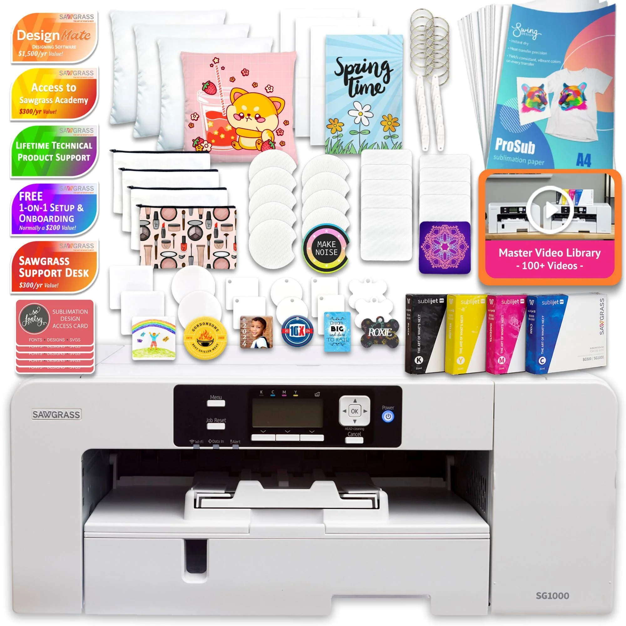 Sawgrass UHD Virtuoso SG1000 Sublimation Printer with Deluxe Stater Bundle - Curated Treasures Market