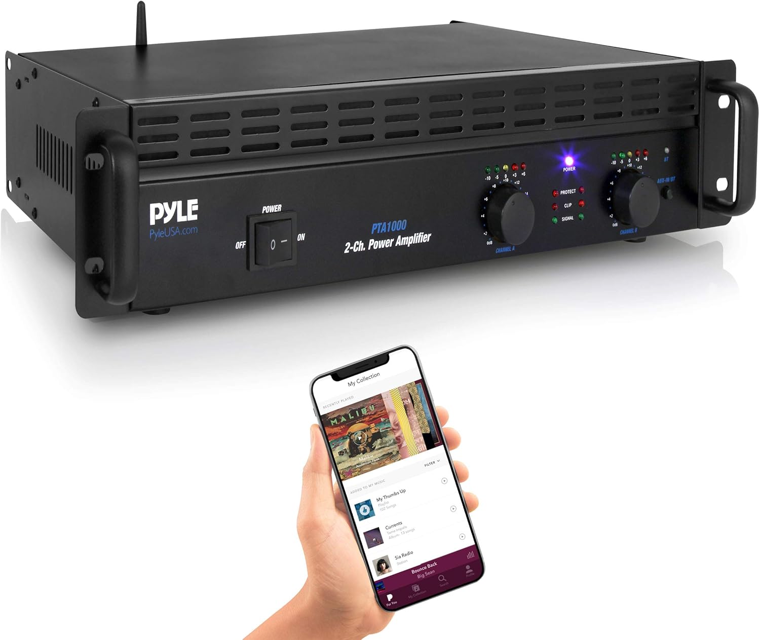 Professional Audio Bluetooth Power Amplifier - 2-Channel Rack Mount Bridgeable, LED Indicators, Shockproof Binding Posts, Cooling Fans 1000 Watt