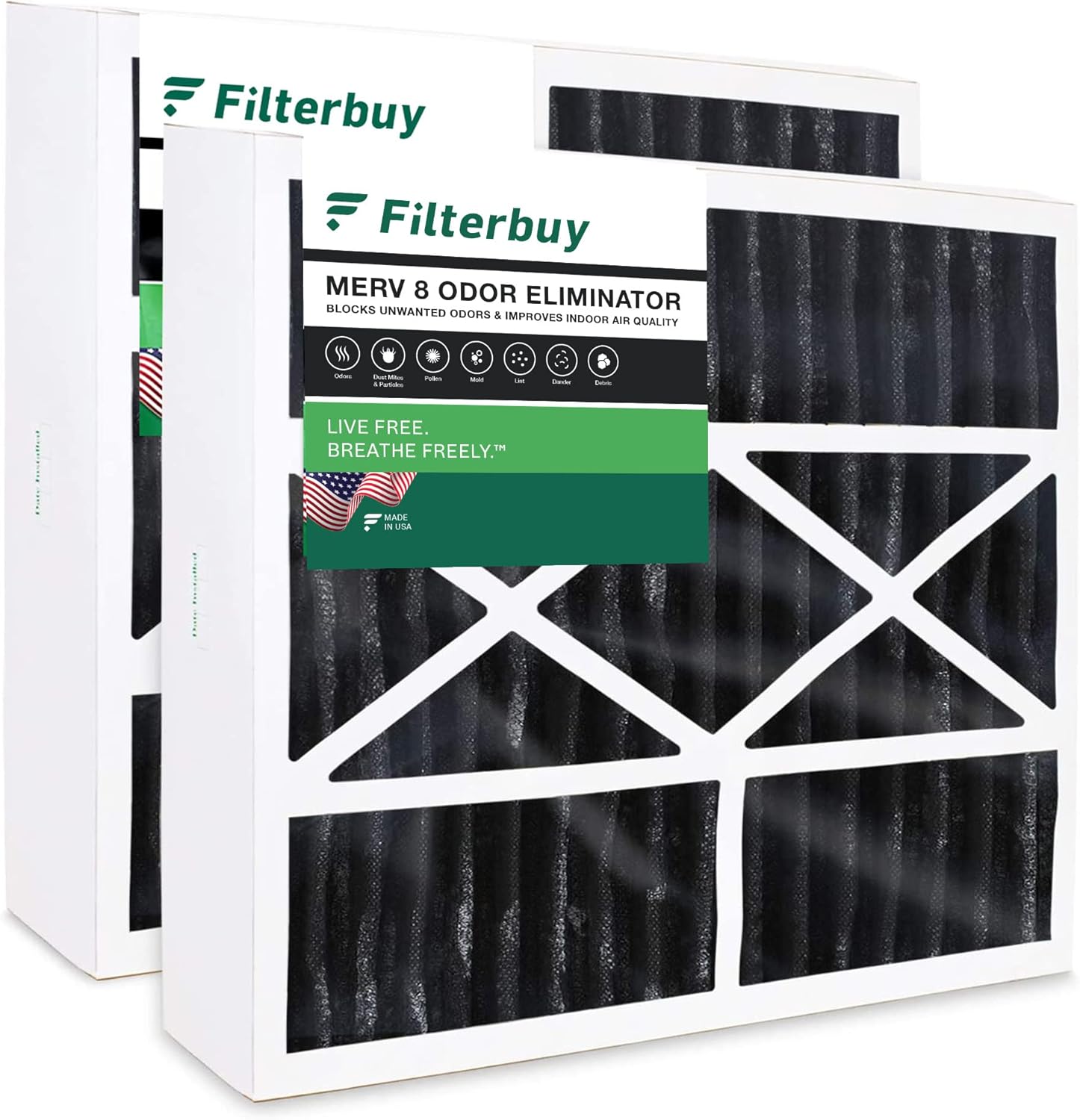 Filterbuy 16x20x5 Air Filter MERV 8 Odor Eliminator (2-Pack)