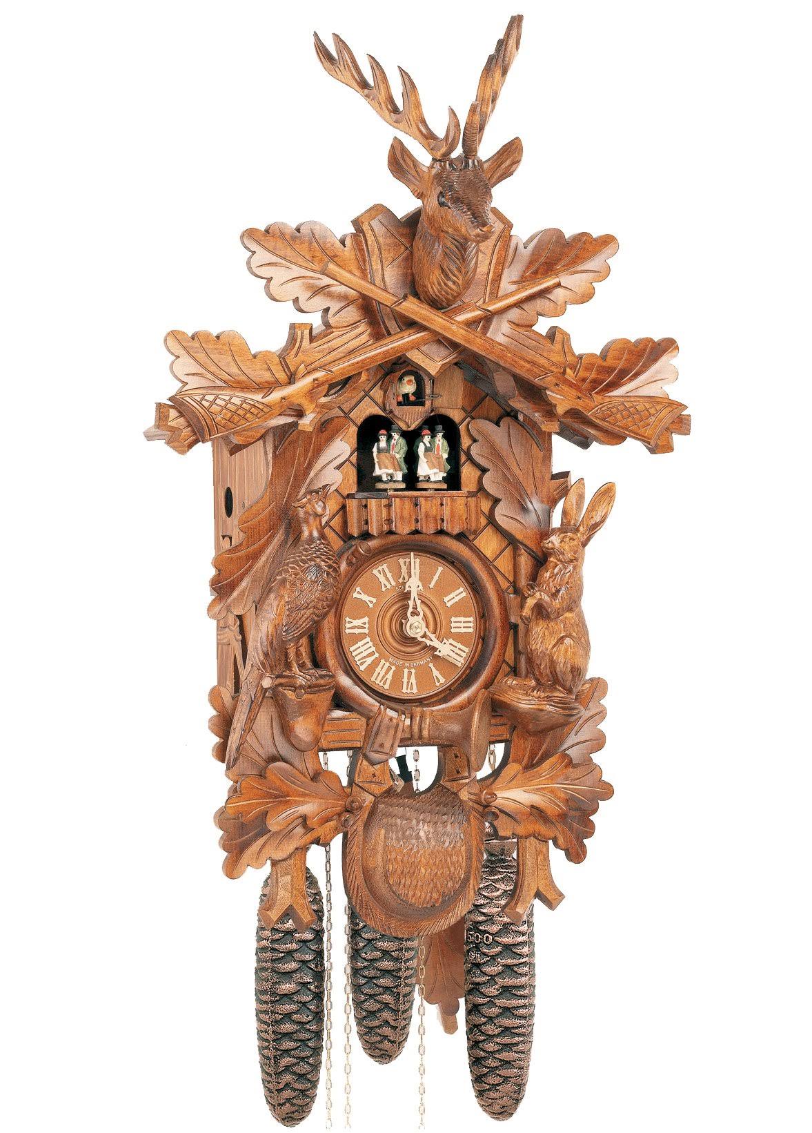 Cuckoo Clock - 8 Day Music Carved Hunting Clock 23.2 Anton Schneider