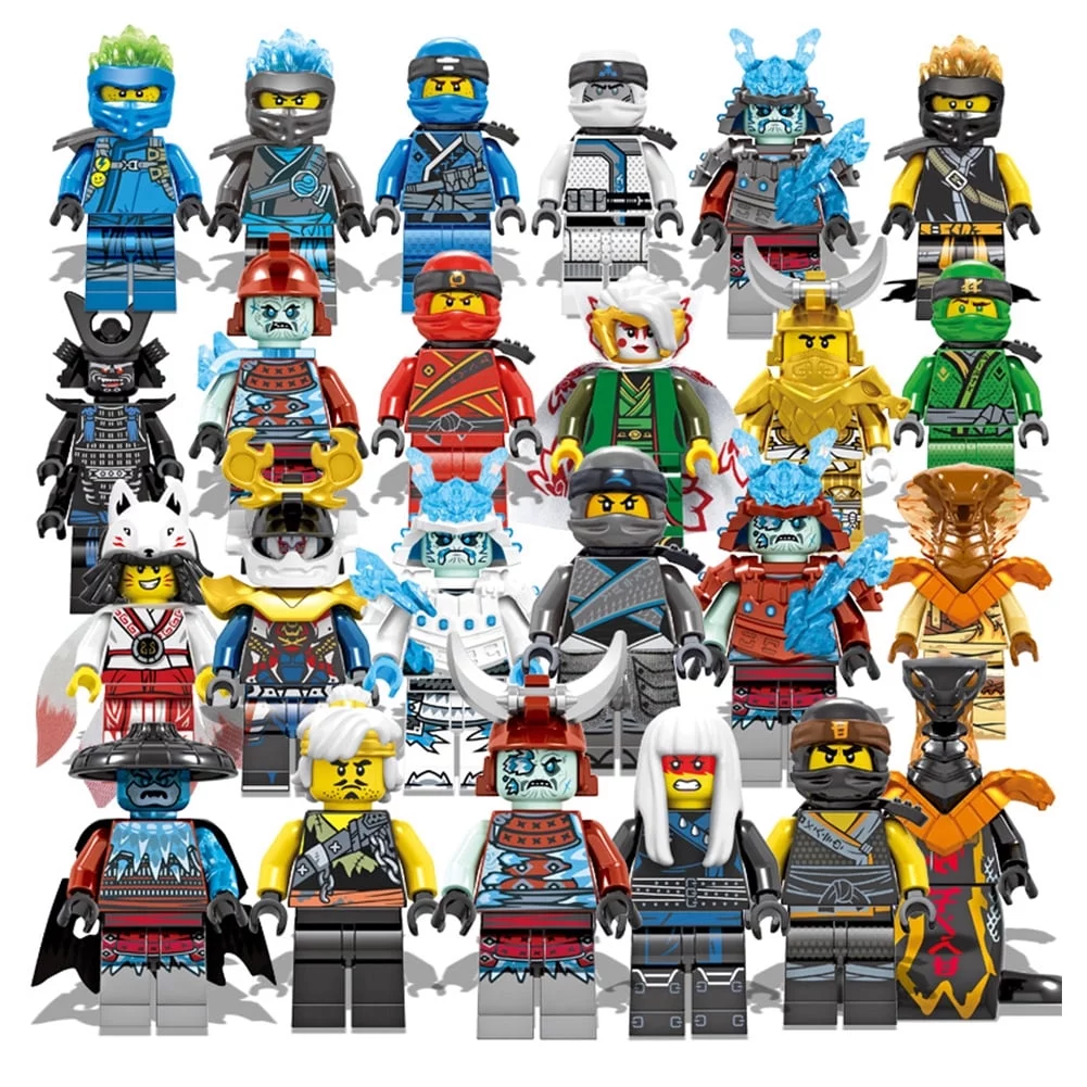 24 Pcs Ninjago Minifigures Building Blocks Toys Set, Anime Ninja Action Figures Building Kits Christmans Birthday Gift for Kids and Fans