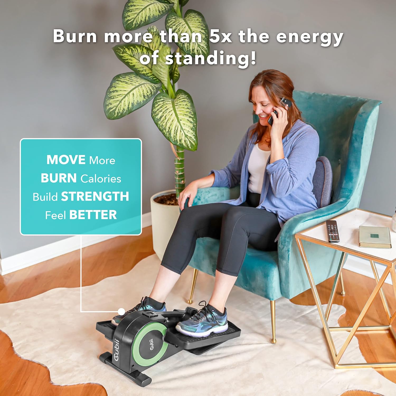 Cubii JR2 Seated Under Desk Elliptical for Home Workout, Floor Elliptical, Quiet & Lightweight Pedal Bike Exerciser with Adjustable Resistance