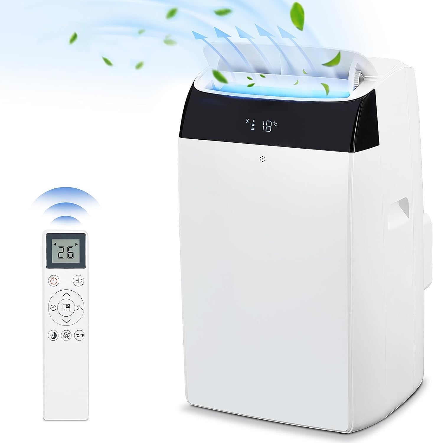 14,000 BTU Portable Air Conditioner, Powerful Cooling up to 750 Sq.Ft, 3-in-1 AC Unit with Dehumidifier & Fan Mode Efficient Energy Saving