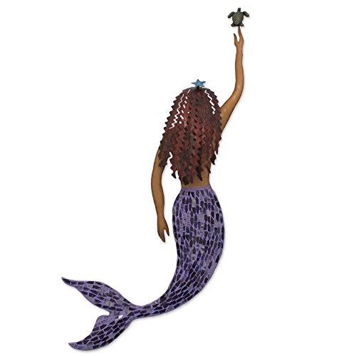 NOVICA J.Blas Handmade Iron and Glass Mosaic Mermaid Wall Decor