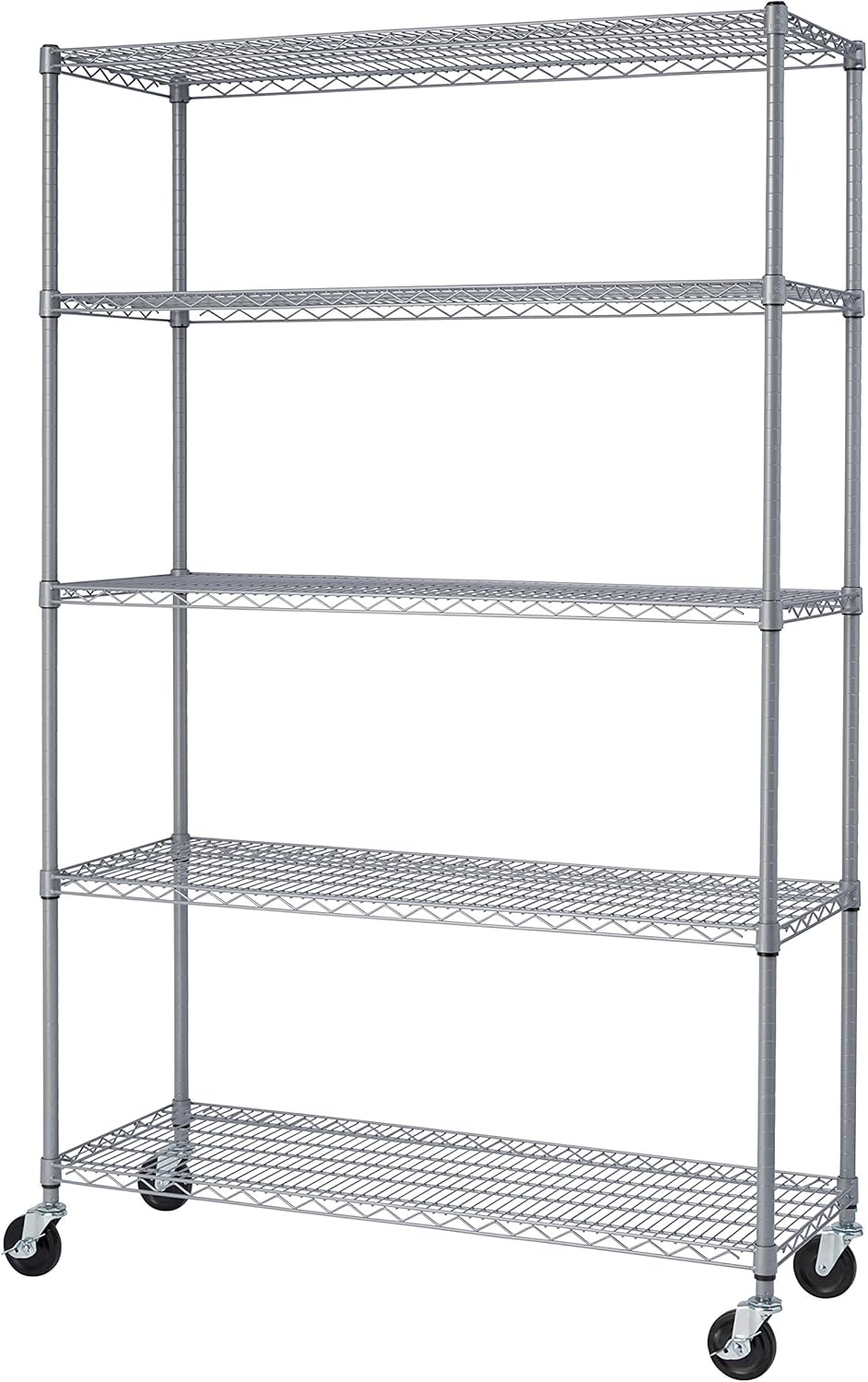 TRINITY EcoStorage Heavy Duty 5-Tier Adjustable Wire Shelving with Wheels for Outdoor Use, Garage Storage and More, NSF Certified