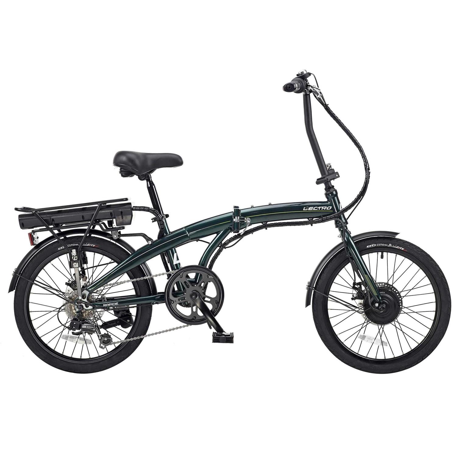 Lectro Rapide Folding 36 Volt 250 W 6 Speed Electric Bike Green - Sports Supplies Online Store