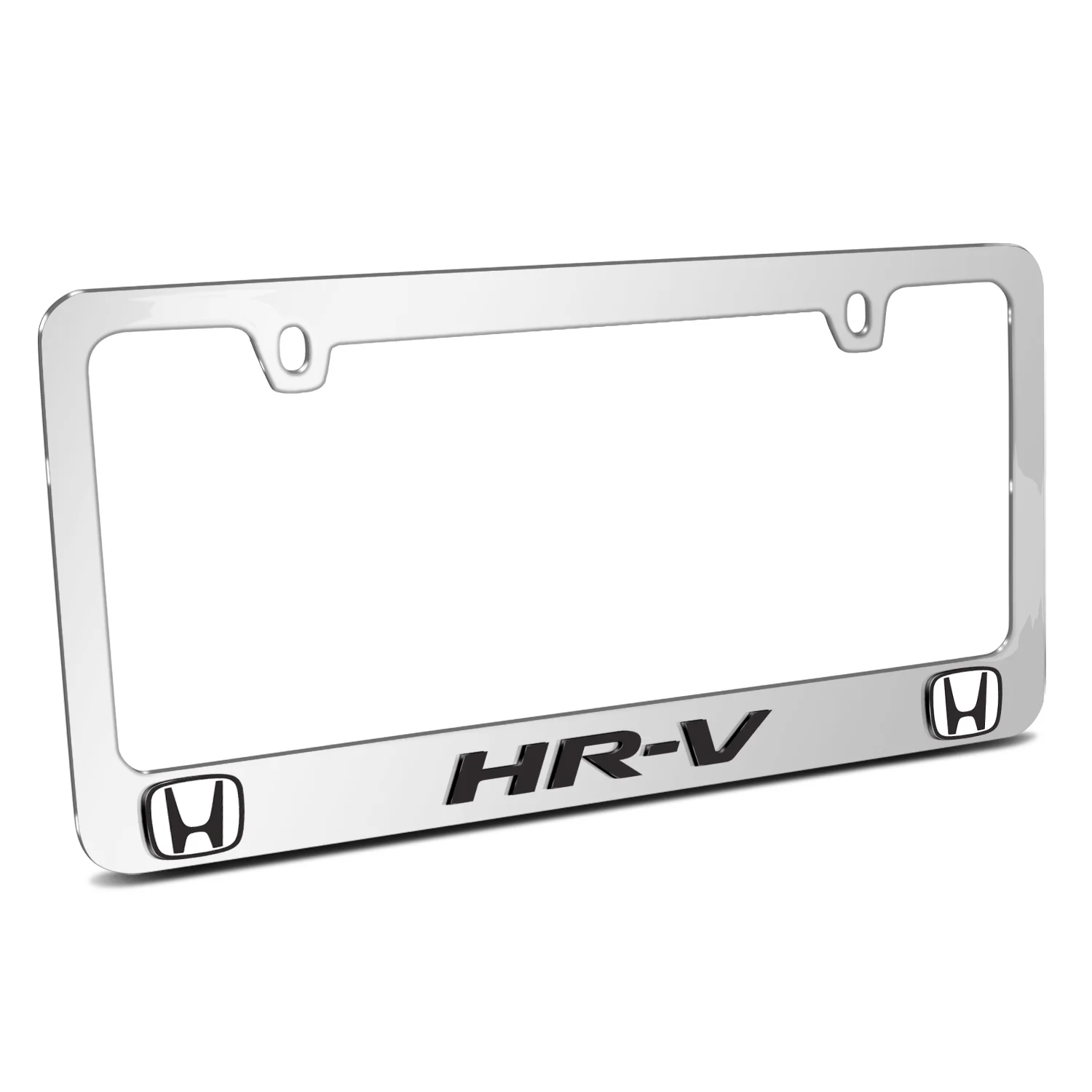 Honda HR-V Dual Logo 3D Embossed Letters on Mirror Chrome Metal License Plate Frame