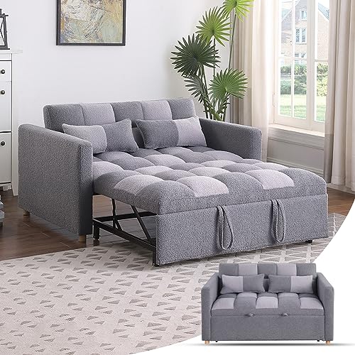 Convertible Sofa Bed - 3 in 1 Loveseat Sleeper Sofa,Pull Out Sleeper Bed with Adjustable Backrest