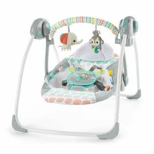 Bright Starts Whimsical Wild Portable Baby Swing 2-Position Recline Automatic