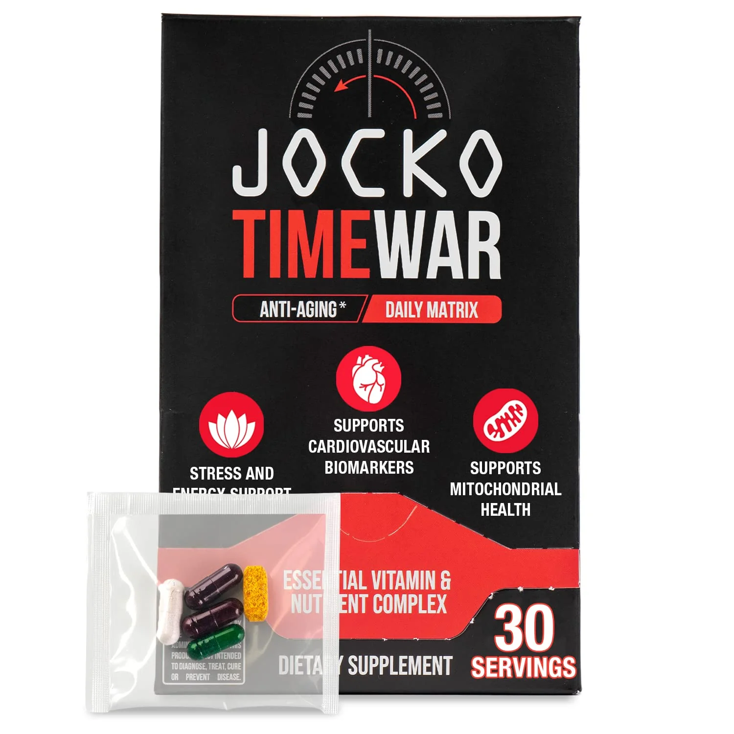 Jocko Fuel TIME WAR Multivitamin - Healthy Aging Supplement for Heart, Bone, & Eye Health, Essential Vitamins and Minerals