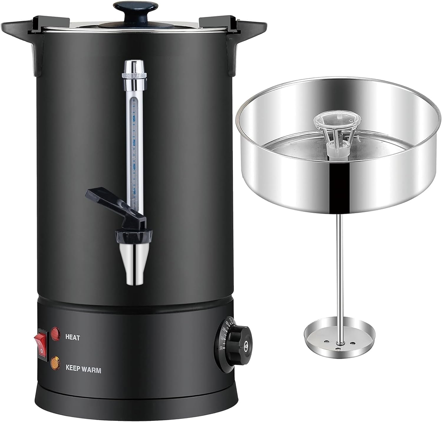 Commercial Coffee Urn 304 Grade Stainless Steel Percolate Coffee Pot Coffee Maker Hot Water Urn 1600W Hot Drink Dispenser for Catering
