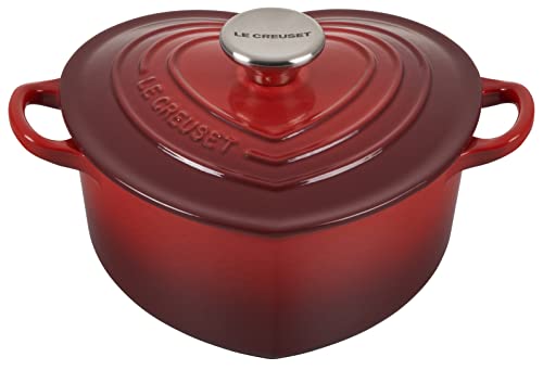 Le Creuset Signature Enameled Cast Iron Figural Heart Cocotte, 2 Quart, White with Stainless Steel Knob