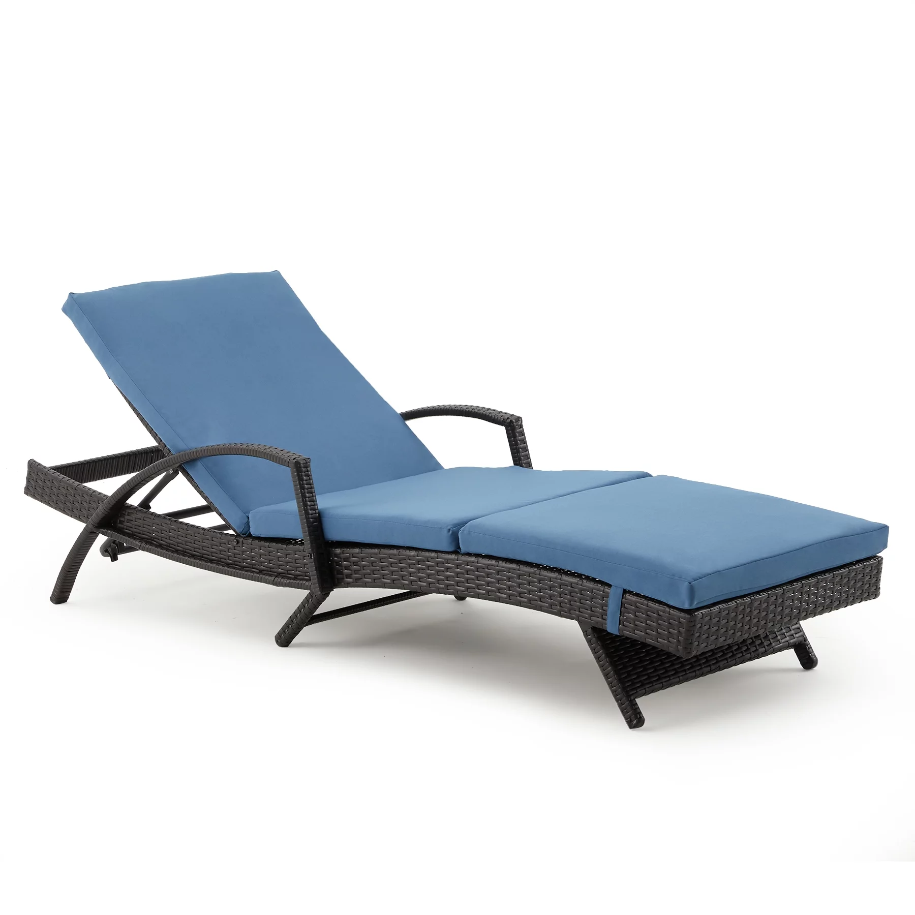 HOMREST Chaise Lounge Chair with 5 Adjustable Position Thickened Cushion Outdoor Reclining Chaise for Patio Backyard(BLUE)
