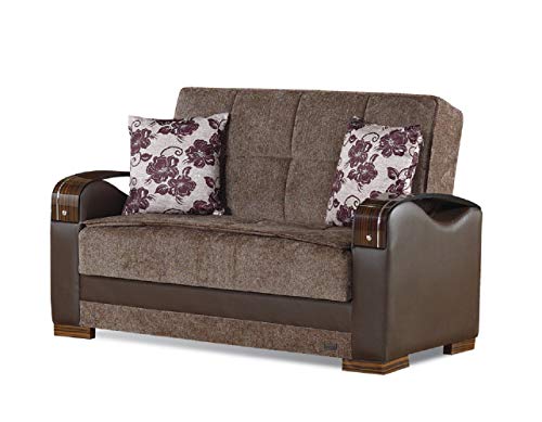 Empire Furniture USA LS-Rochester Rochester Collection Convertible Sofa Bed with Storage Space Includes 2 Pillows, Brown