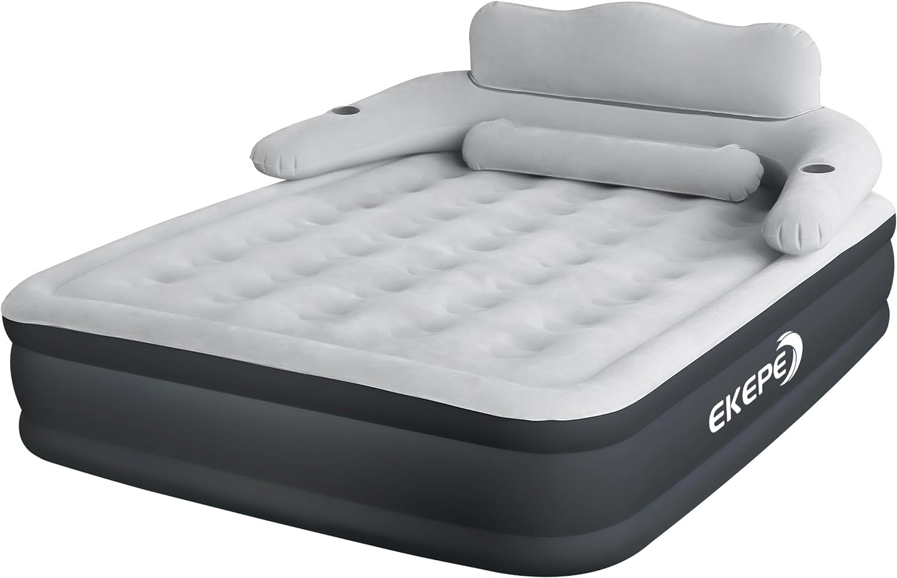 YINCHEN Inflatable Queen Air Mattress with Headboard, 18 Inch Blow Up Air Mattress with Built-in Wireless Pump